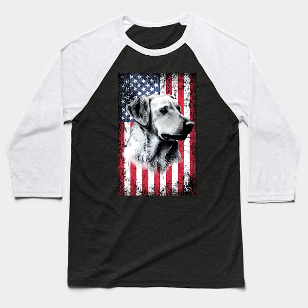 Patriotic Labrador American Flag Baseball T-Shirt by Sinclairmccallsavd